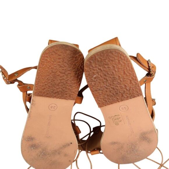 Ancient Greek Sandals Women 38 Sofia Tall Lace Up Gladiator Leather Handmade Tie - Picture 12 of 15